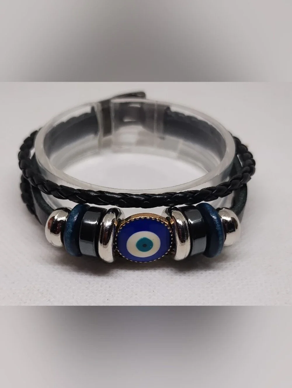 Men's Bracelet Leather Braided Layered Evil Eye Jewelry New G15